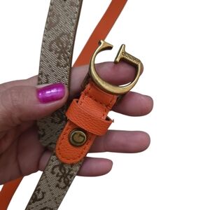 Guess Orange and Tan Belt with Gold Buckle